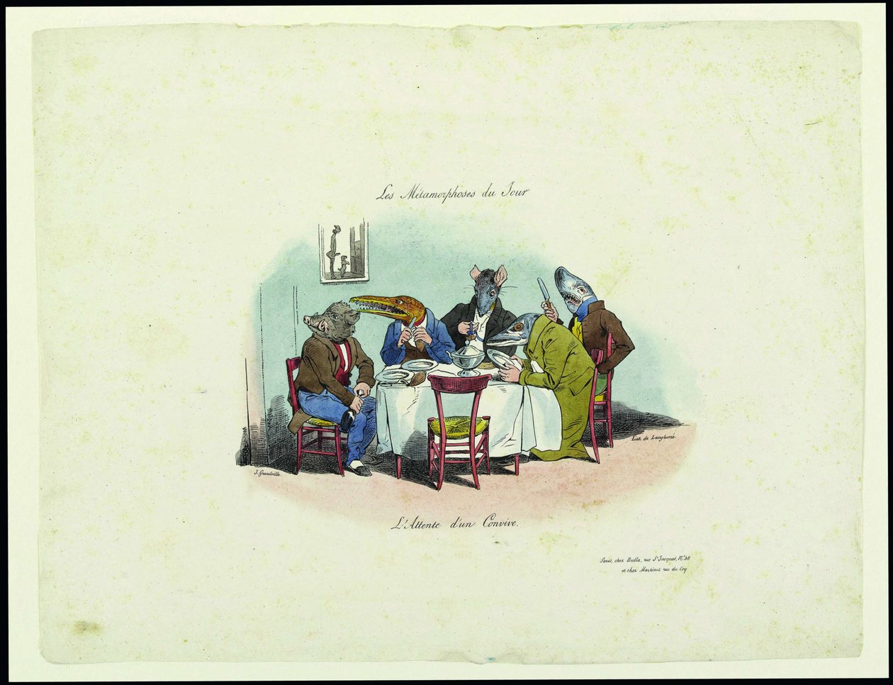 Dagens Metamorfoser. Venter på en gæst Dagens Metamorfoser. Venter på gue af Jean Jacques Grandville