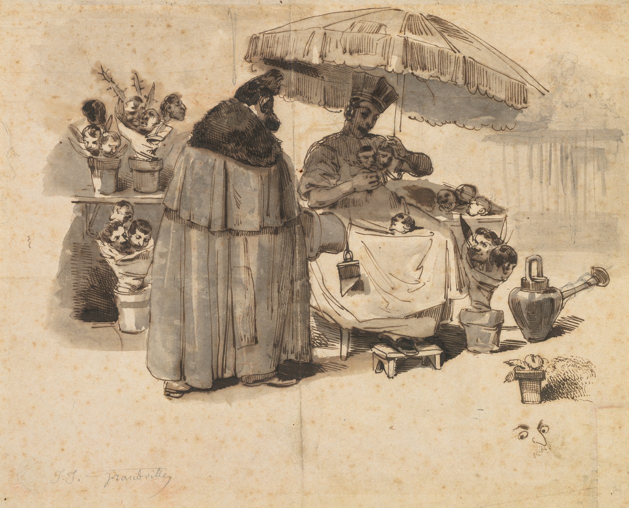 Undersøgelse til "Au Bouquet de persil," (En buket persille) af Jean Jacques Grandville