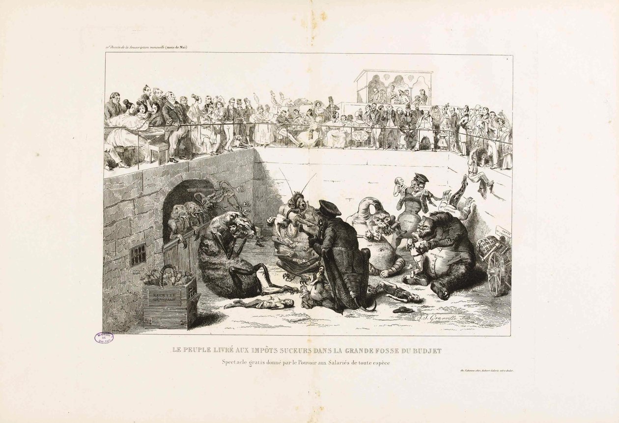 Folket leveret til vampyrskatterne. Fra La Caricature, 1833. af Jean Jacques Grandville