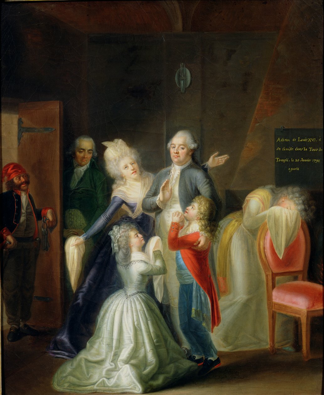 Farvel til Louis XVI af hans familie i templet, 20. januar 1793 af Jean Jacques Hauer
