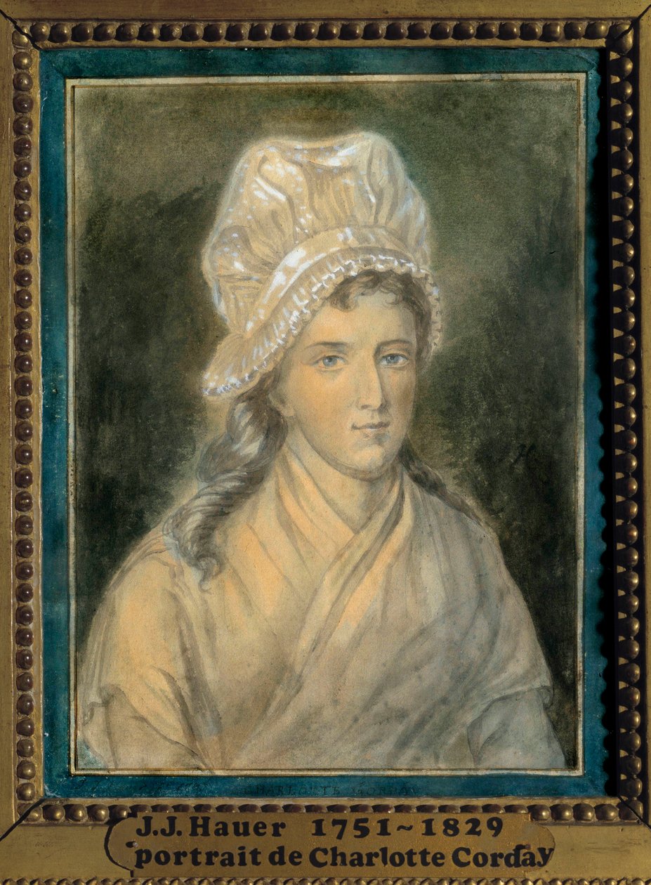 Portræt af Charlotte Corday (1768-1793) Maleri af Jean Jacques Hauer (1751-1829) 1700-tallet. Versailles. Lambinet Museum af Jean Jacques Hauer