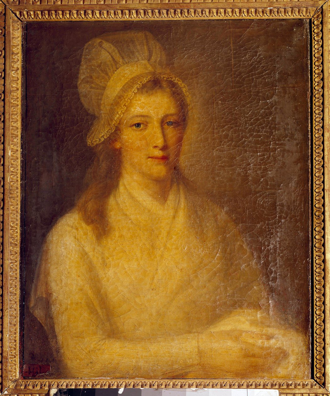 Portræt af Marie Anne Charlotte Corday (1768-1793) Maleri af Jean Jacques Hauer (1751-1829) 1793. Dim 0,61 x 0,47 m. Versailles, Chateau Museum af Jean Jacques Hauer