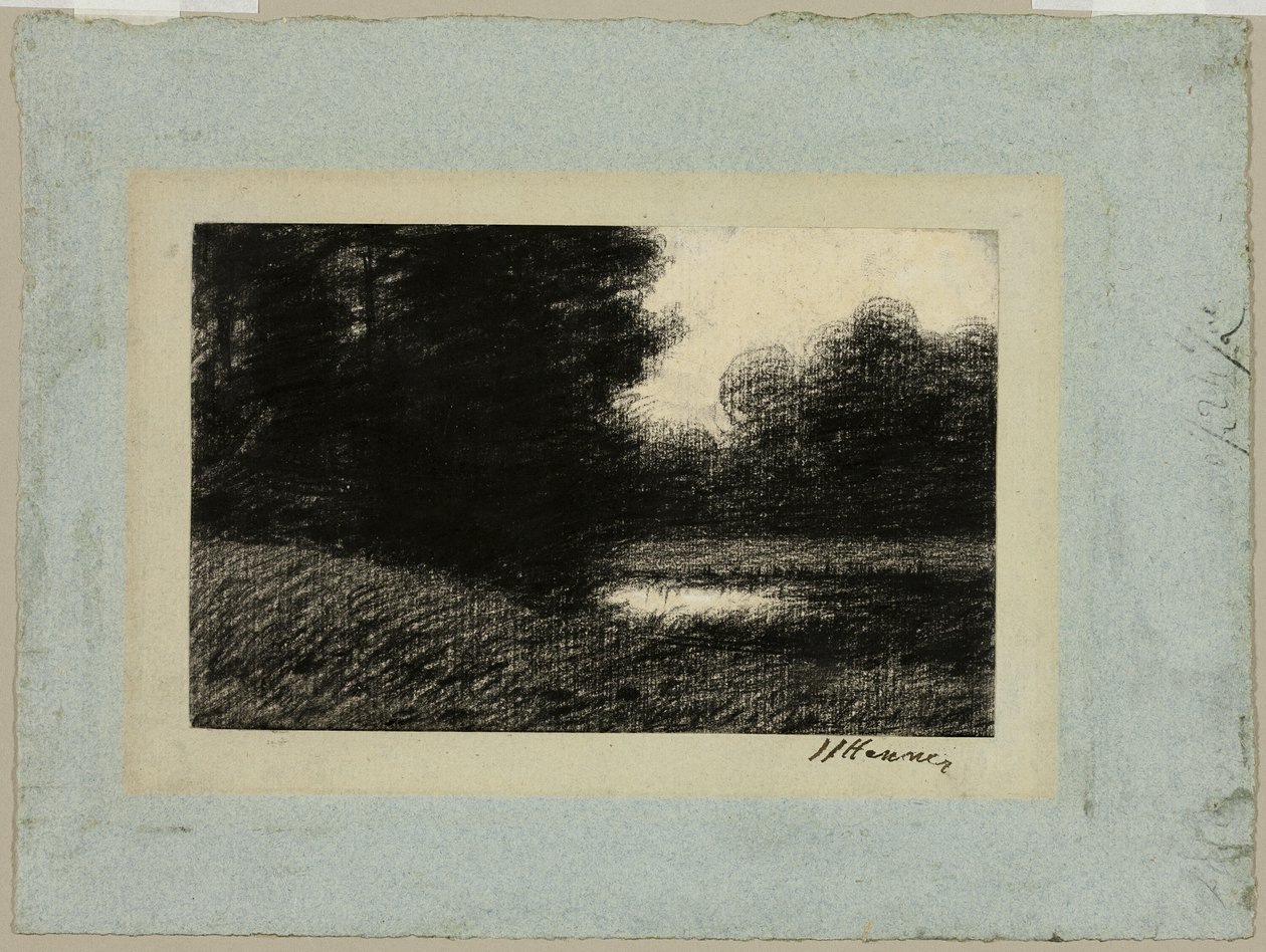 Landskab med en dam af Jean Jacques Henner