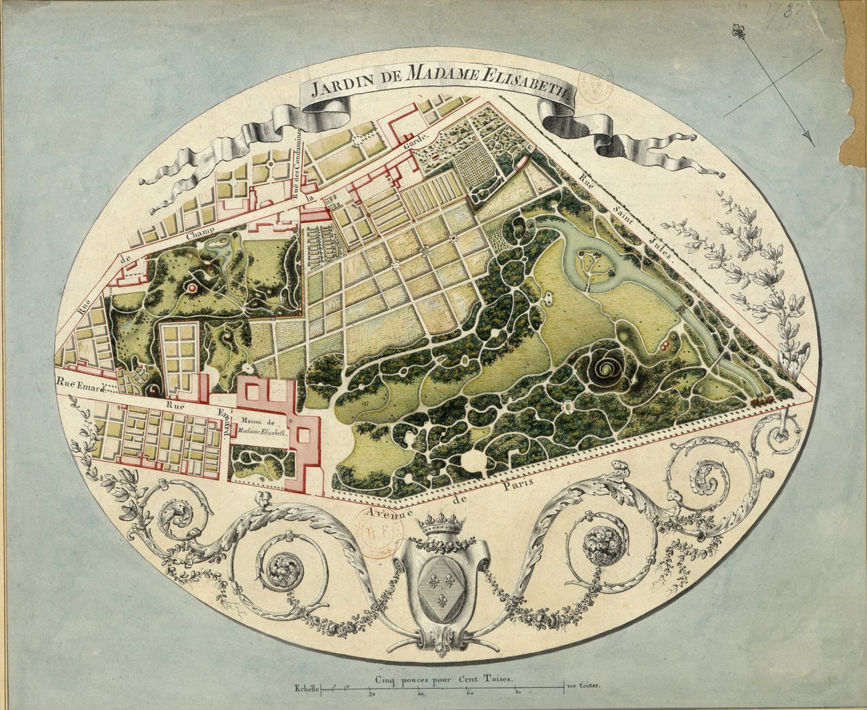 Plan over Madame Elisabeths Montreuil Estate, 1788 af Jean Jacques Huvé