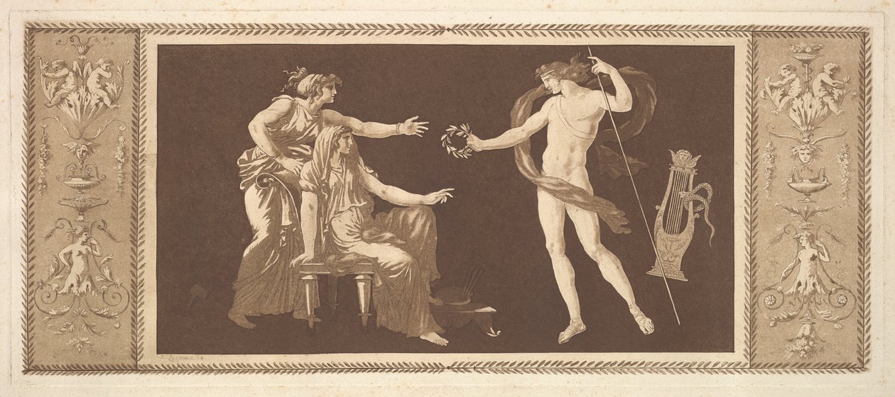 Apollo kroner kunsten Apollo kroner kunsten, fra Recueil de Different Compositions..., 1784. af Jean Jacques Lagrenee
