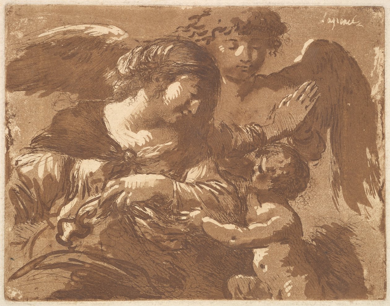 The Guardian Angel, i et album indeholdende Recueil de Compositions p..., 1782-1821. af Jean Jacques Lagrenee