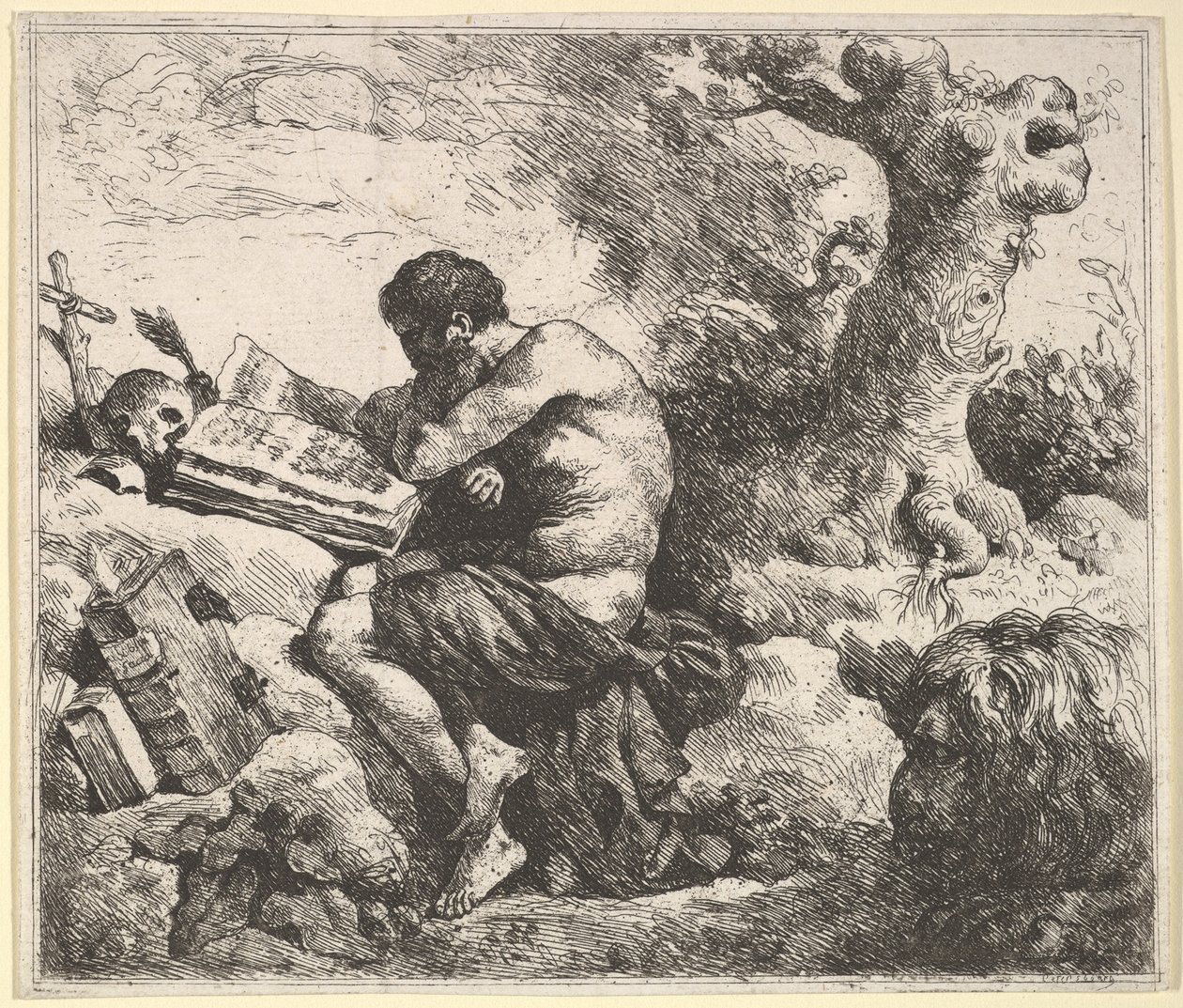 Sankt Hieronymus i et Landskab, 1762-63. af Jean Jacques Lagrenee