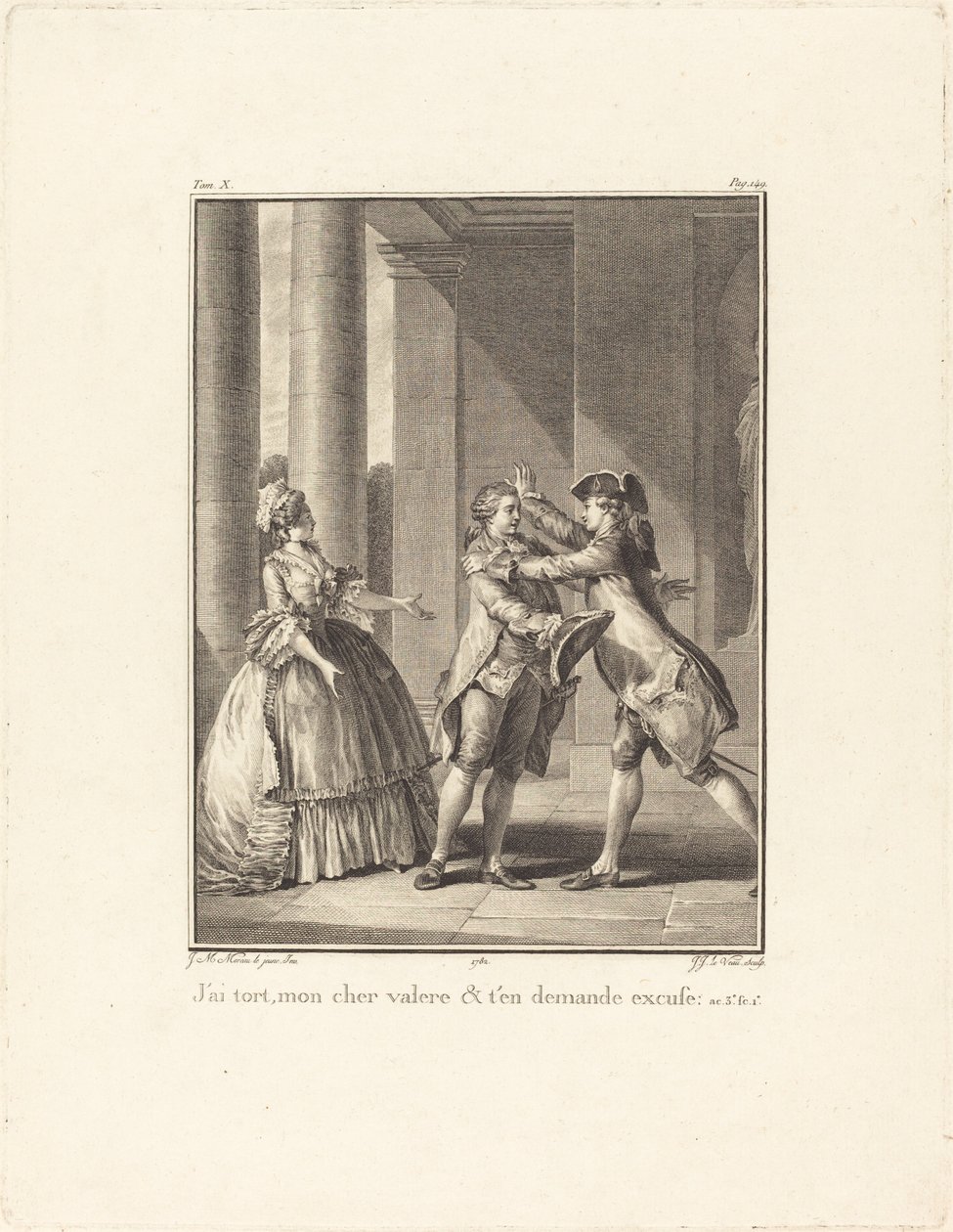 Jeg tager fejl, min kære Valère, og bede om undskyldning af Jean Jacques Le Veau after Jean Michel Moreau