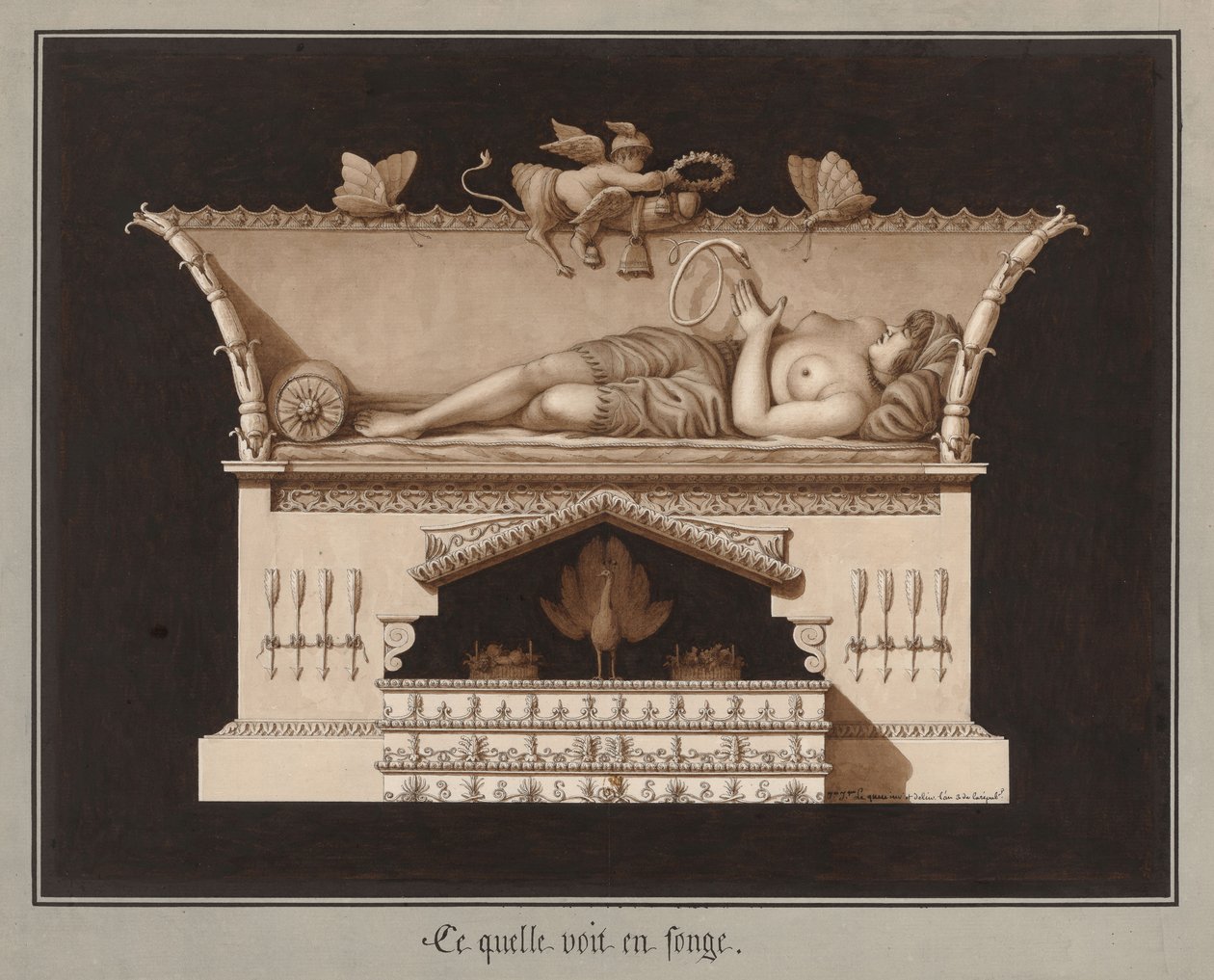 Hvad hun ser i en drøm, ca 1794. af Jean Jacques Lequeu
