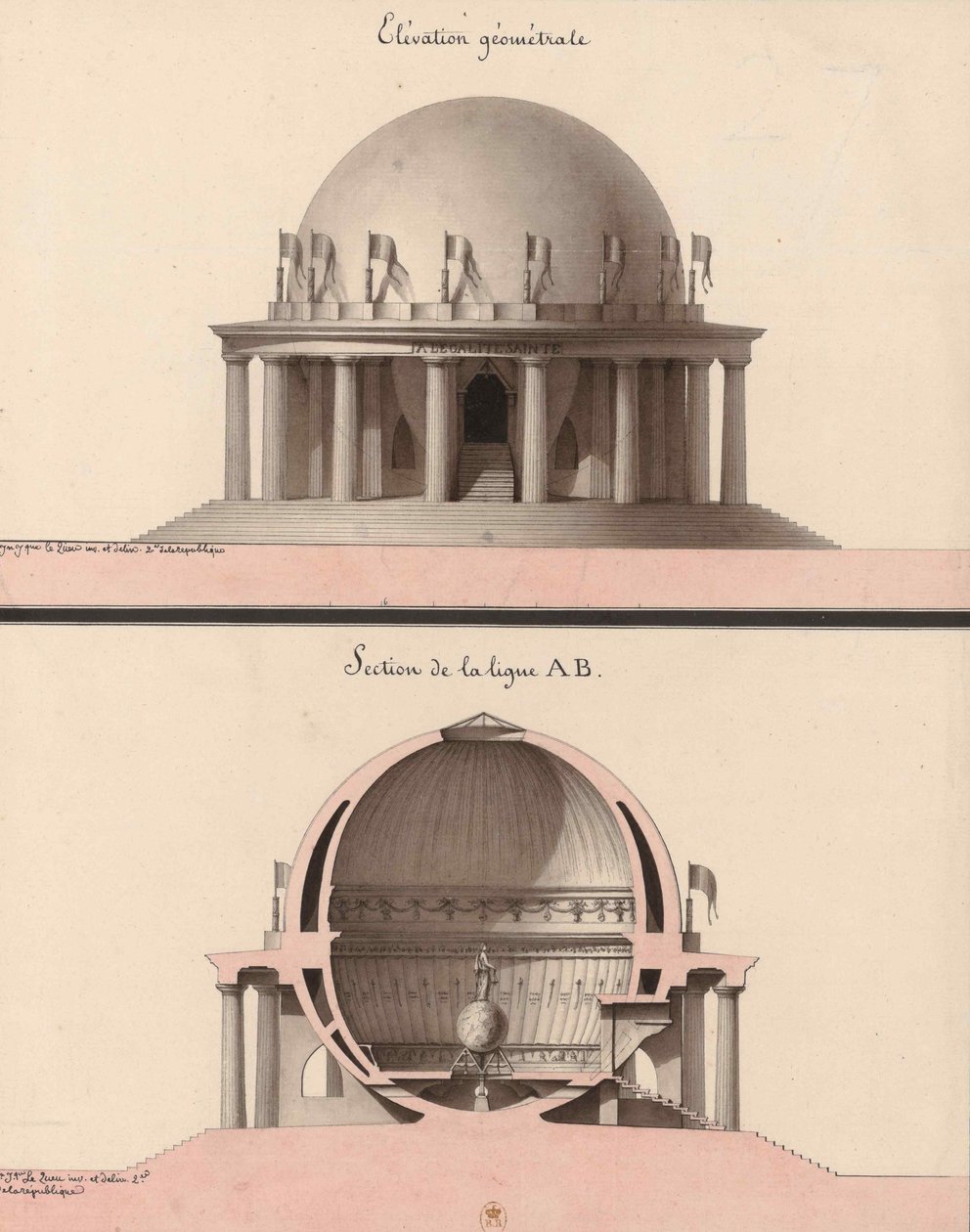 Forhøjelse af et tempel til lighed, for filosoffens have. af Jean Jacques Lequeu