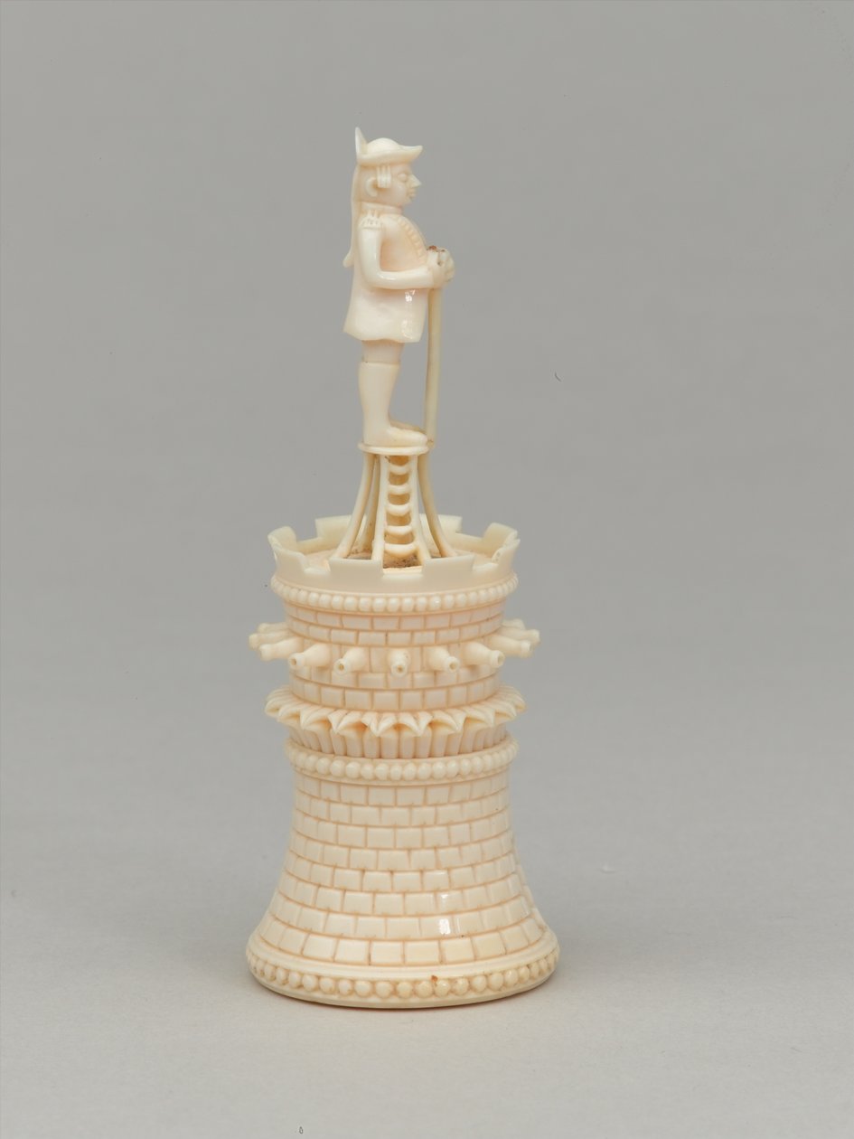 Hvidt tårn, skakbrik, Indien, 1820 ca af Jean Jacques Scherrer