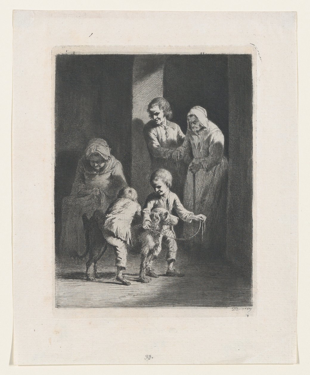 Børn leger med en hund, 1789. af Jean Jacques de Boissieu