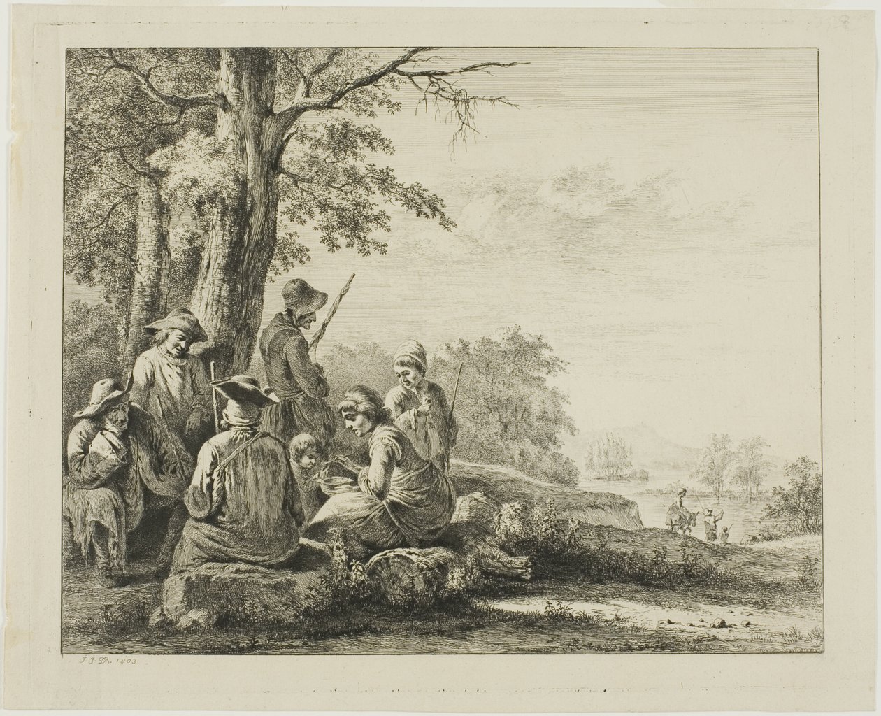 Familiescene i Landskab af Jean-Jacques de Boissieu