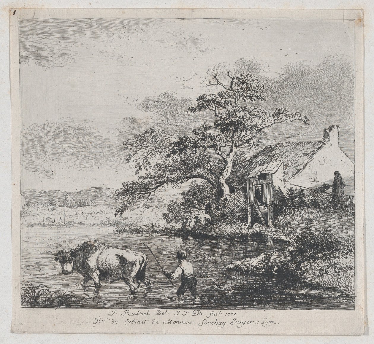 Hyrde og Tyr, efter Ruisdael, 1772. af Jean Jacques de Boissieu