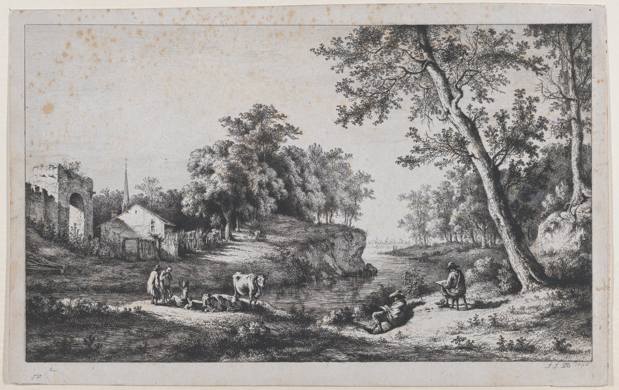 Landskab ved Ambronay, 1796. af Jean Jacques de Boissieu
