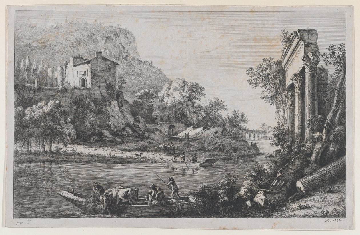 River Crossing, 1796. af Jean Jacques de Boissieu