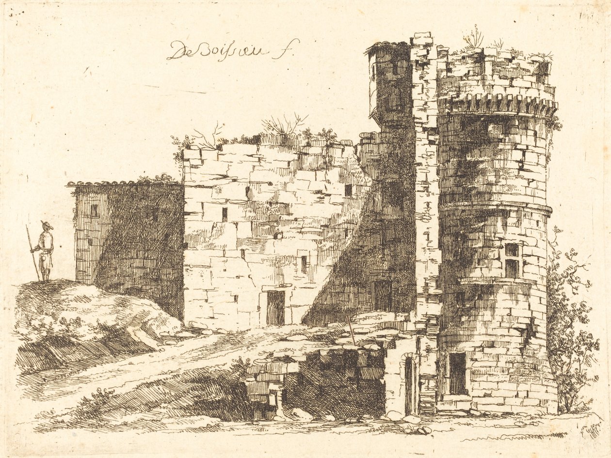 Ruinerne af Chateau Saint-Chamond, Loire af Jean Jacques de Boissieu