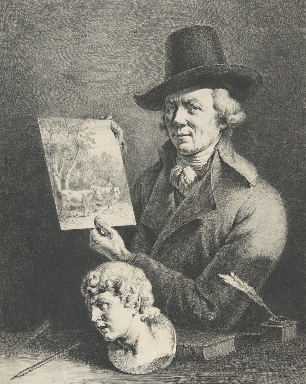 Selvportræt med køer, 1796. af Jean Jacques de Boissieu