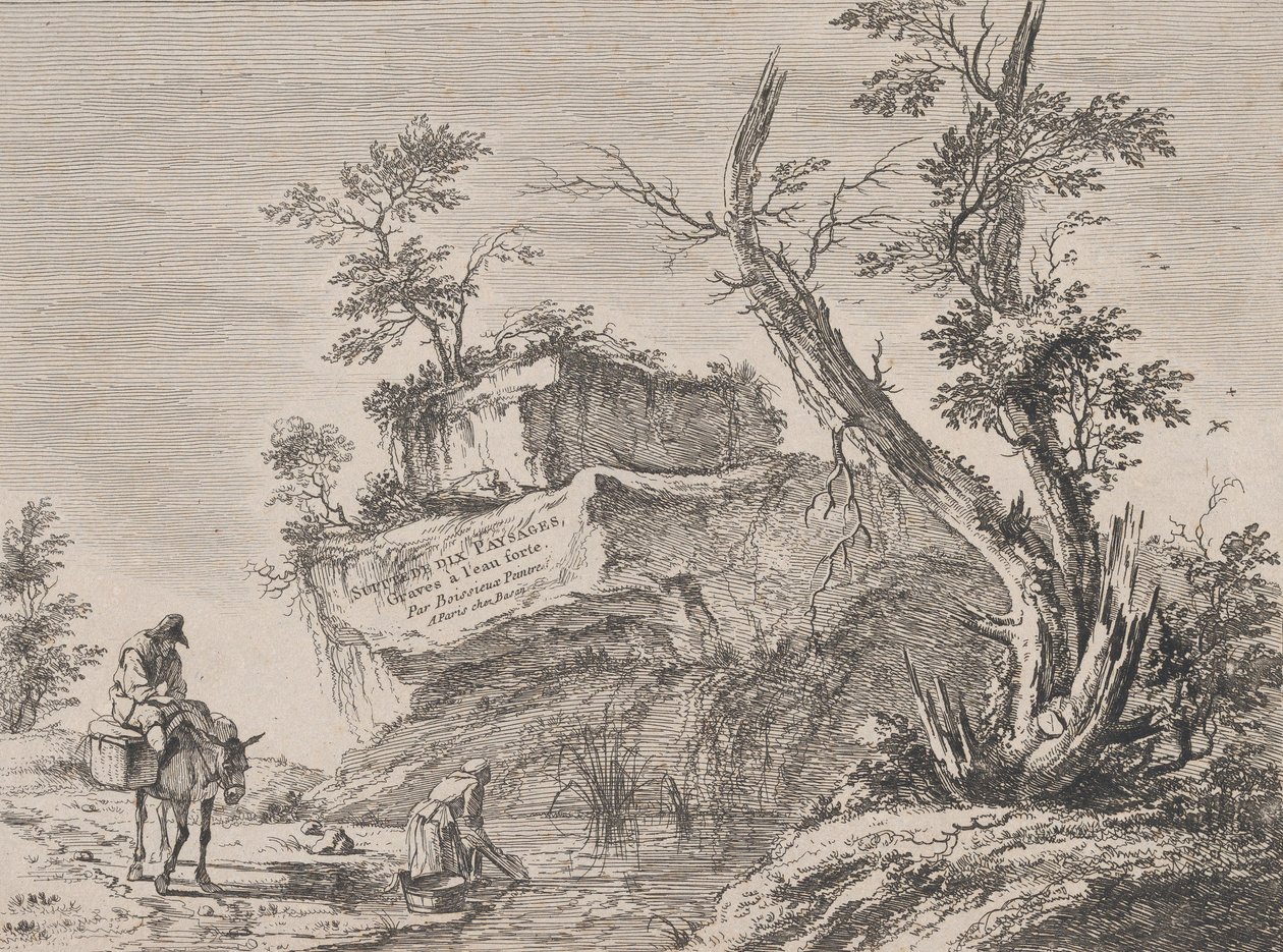 Titelside til en serie af ti landskaber, 1763. af Jean Jacques de Boissieu