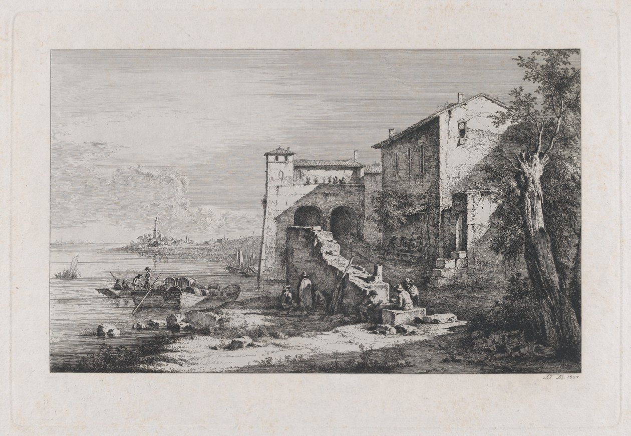Udsigt over det gamle toldhus i Rom, 1807. af Jean Jacques de Boissieu