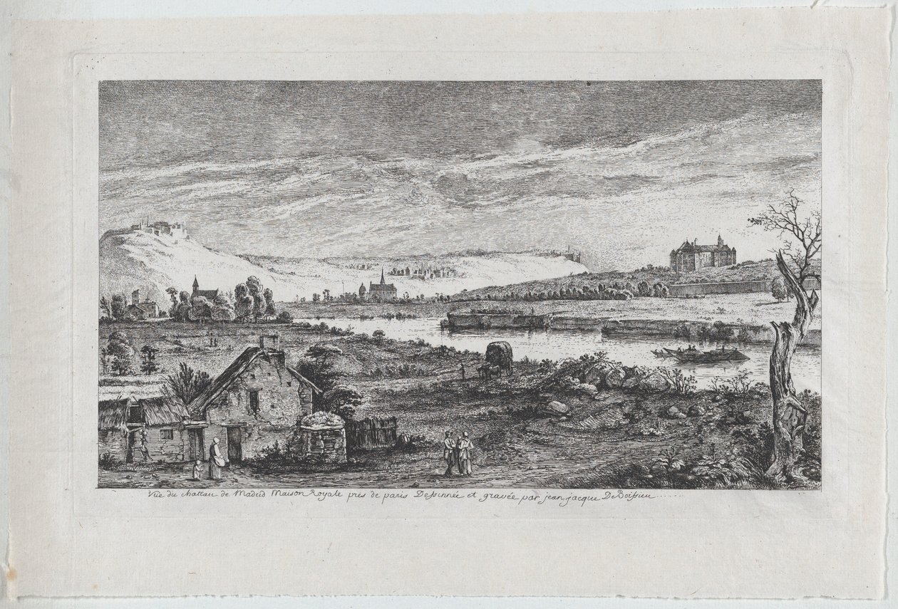 Udsigt over Madrid-slottet, nær Paris, 1764. af Jean Jacques de Boissieu