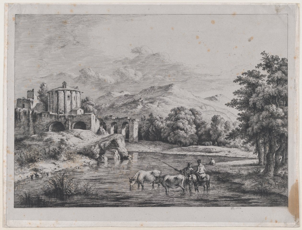 Udsigt over Vesta-templet, 1774. af Jean Jacques de Boissieu