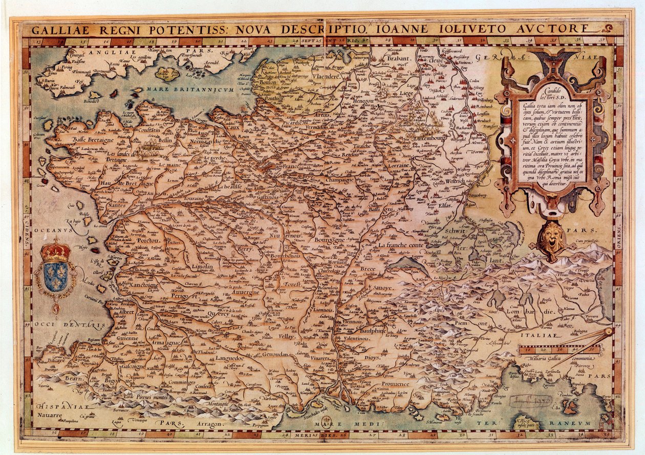 Geografisk kort over Frankrig af Jean Jolivet (1500-tallet) 1570 Paris, B.N. af Jean Jolivet
