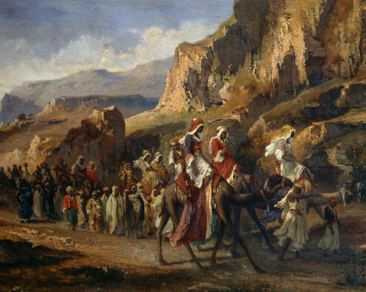 Karavaanit ylittävät Marokon vuoret, Jean-Joseph Bellel (1816-1898), Ranska af Jean Joseph Bellel