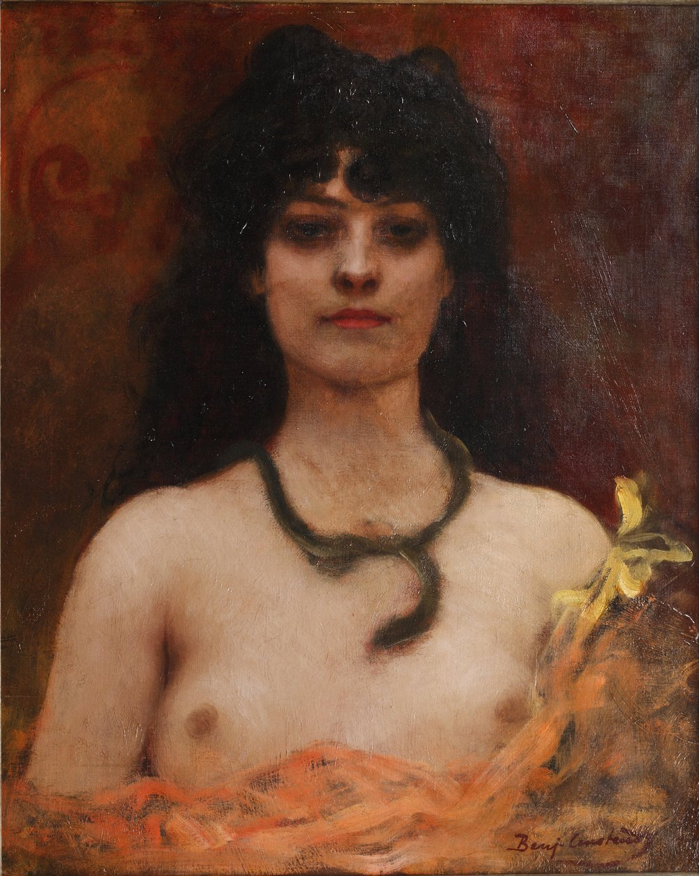 Benjamin Constant - Orientalistisk portræt af en nøgen kvinde, brystlængde af Jean Joseph Benjamin Constant