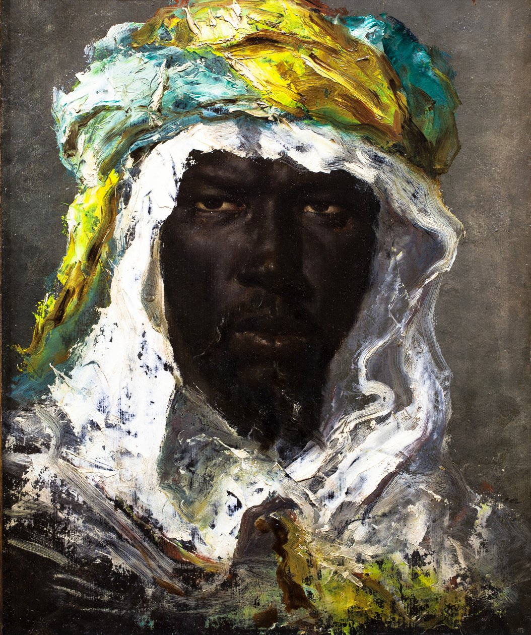Tete de Maure, ca. 1875 (Olie på papir lagt på lærred) af Jean Joseph Benjamin Constant