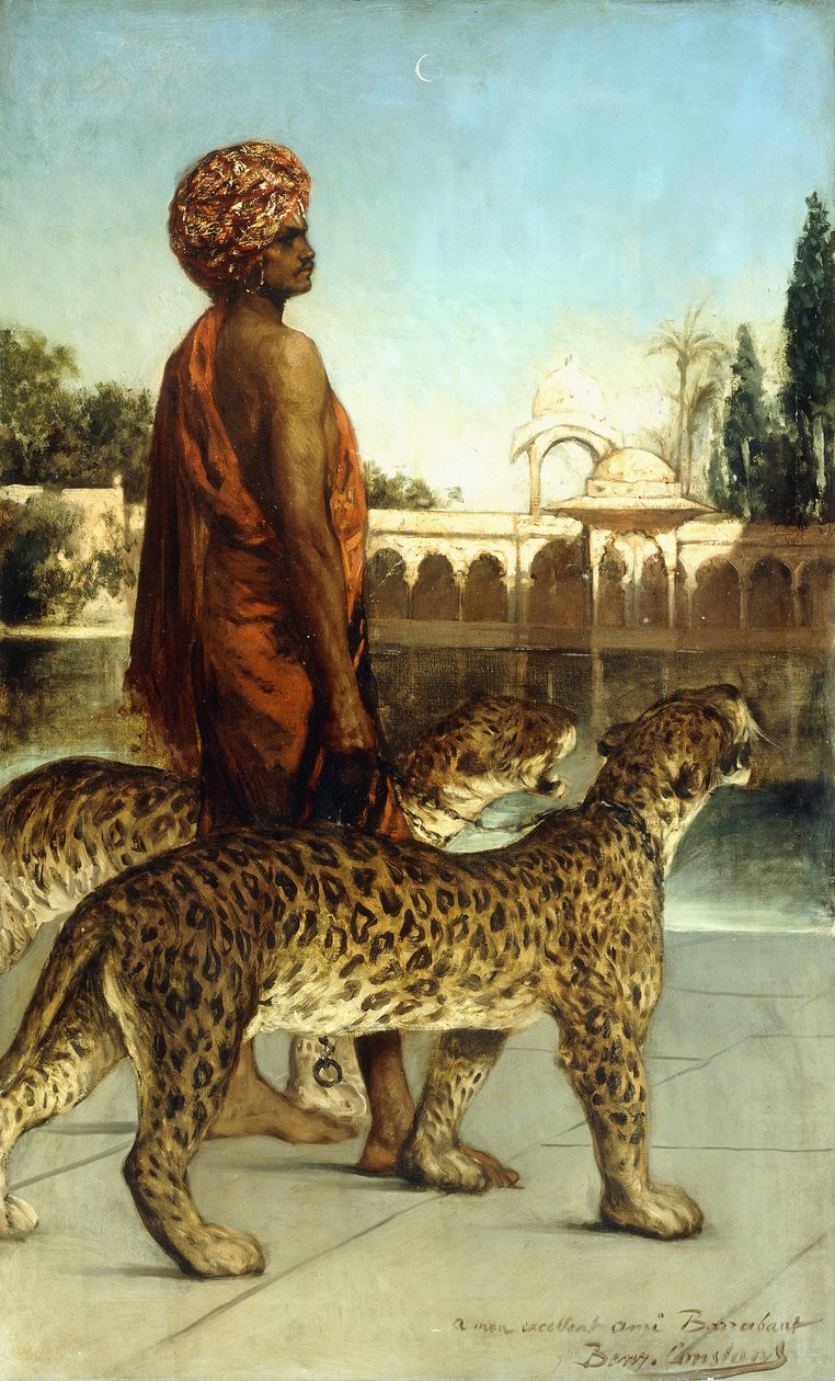 Slotsvagten med to leoparder af Jean Joseph Benjamin Constant