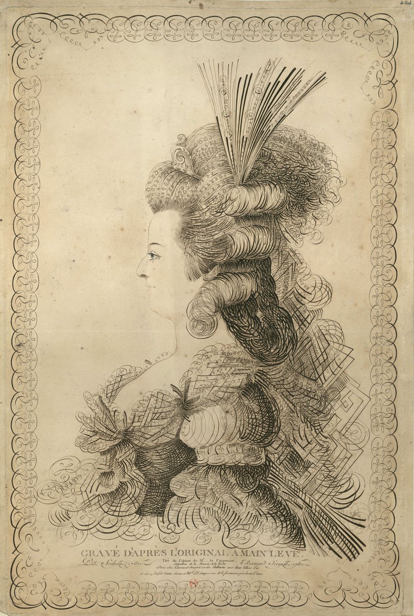 Portræt af Marie Antoinette 1755-1793, ærkehertuginde af Østrig og dronning..., 1787. af Jean Joseph Bernard