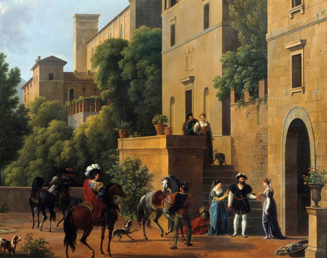 Bayard tager af sted fra Brescia. I 1512 belejrede ridderen Pierre Teillard, herre af Bayard (1476-1524) byen Brescia under de italienske krige. Maleri af Joseph Bidault (1758-1846) 1821 Valencia, Museum of Fine Arts af Jean Joseph Bidault