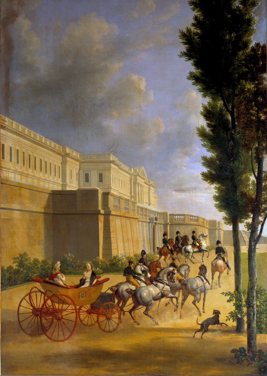 Afgang af Napoleon (1769-1821) og Marie Louise (1791-1847) til jagt i Compiegne i 1811 Maleri af Joseph Bidault (1758-1846) 1811 Søn. 2,1x0,9 m Paris, Musee Marmottan af Jean Joseph Bidault