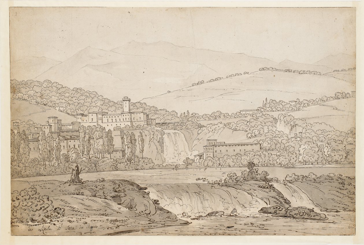 Udsigt over Isola di Sora, nær Napoli af Jean Joseph Bidault