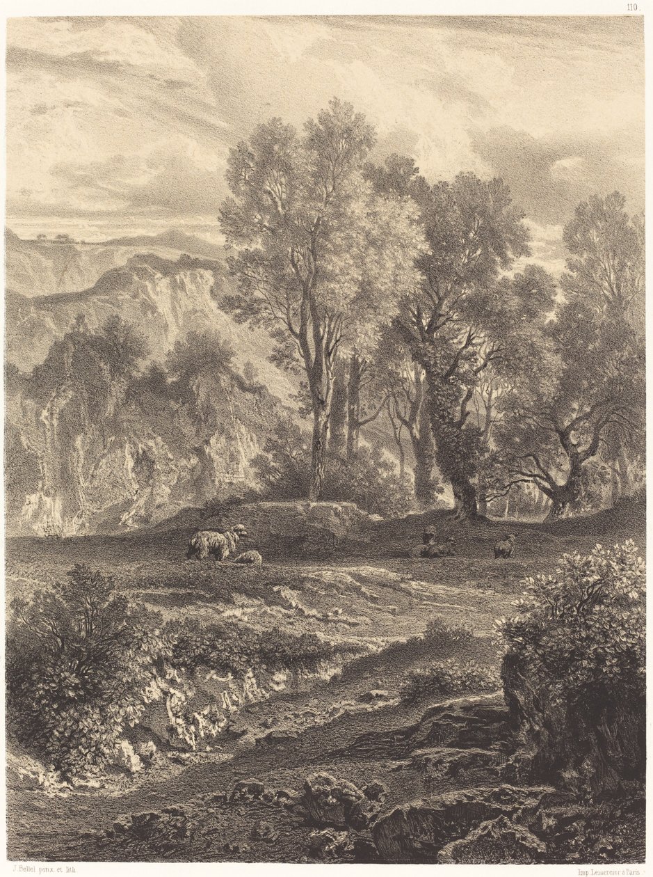 Landskab med får af Jean Joseph François Bellel