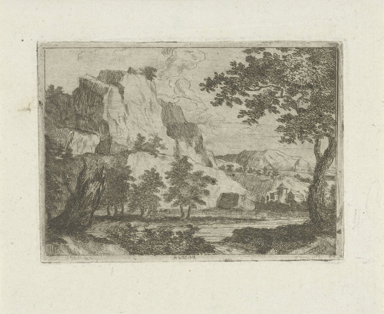 Rock i et flodlandskab af Jean Joseph Hanson