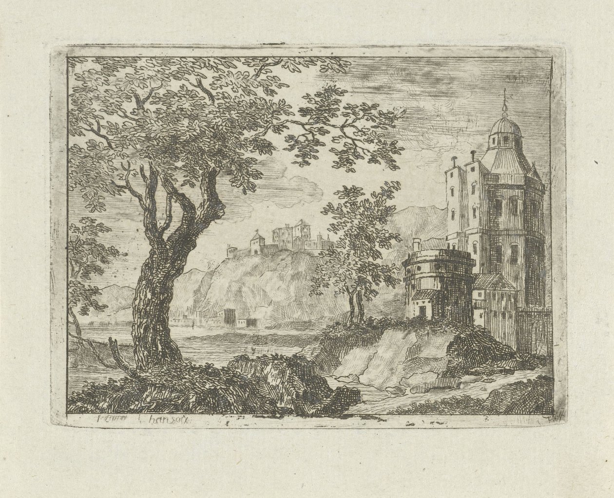 Tårn i et landskab af Jean Joseph Hanson