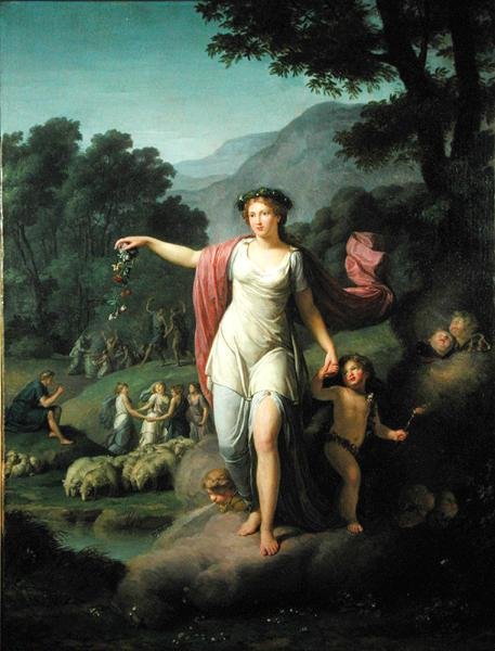 Fjeder (olie på lærred) af Jean Joseph Taillasson