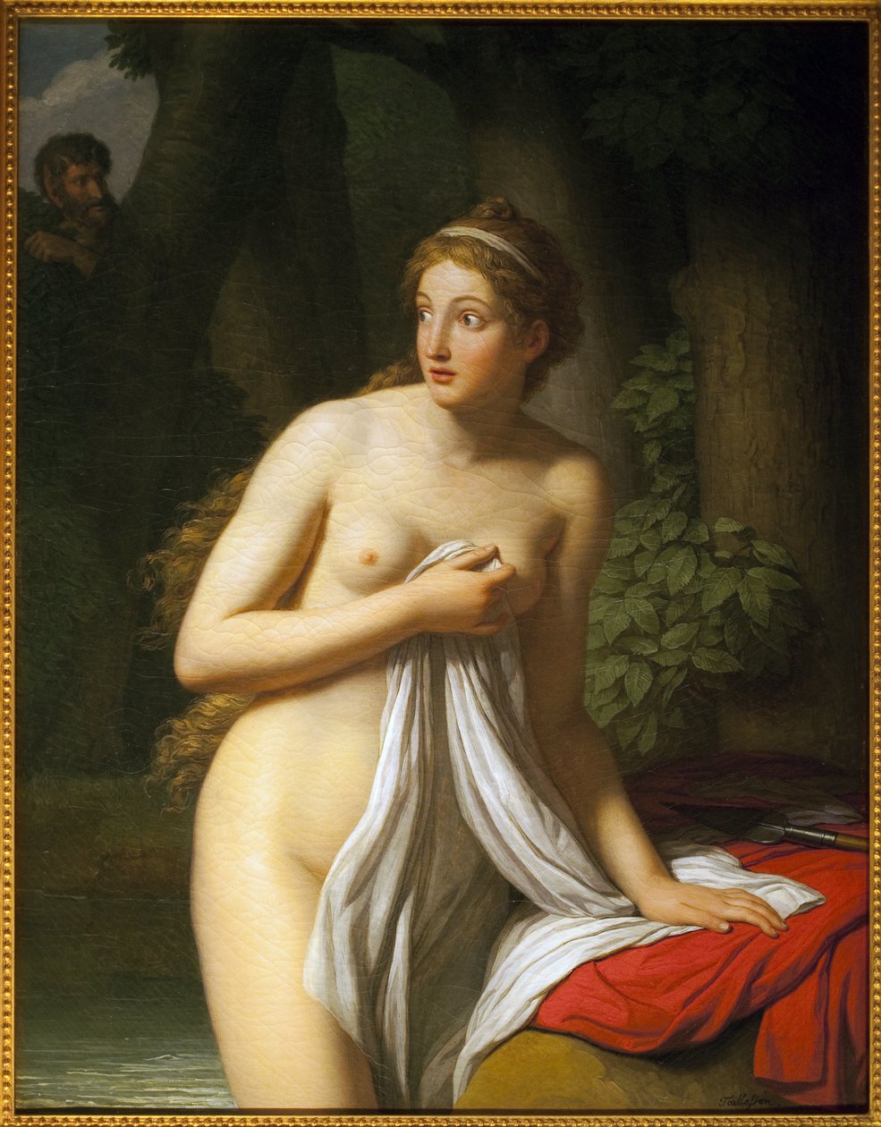 Overraskende nymfe. Maleri af Jean Joseph Taillasson (1745-1809), Olie på lærred. Fransk kunst fra det 18. århundrede. Toulouse Fine Arts Museum. af Jean Joseph Taillasson