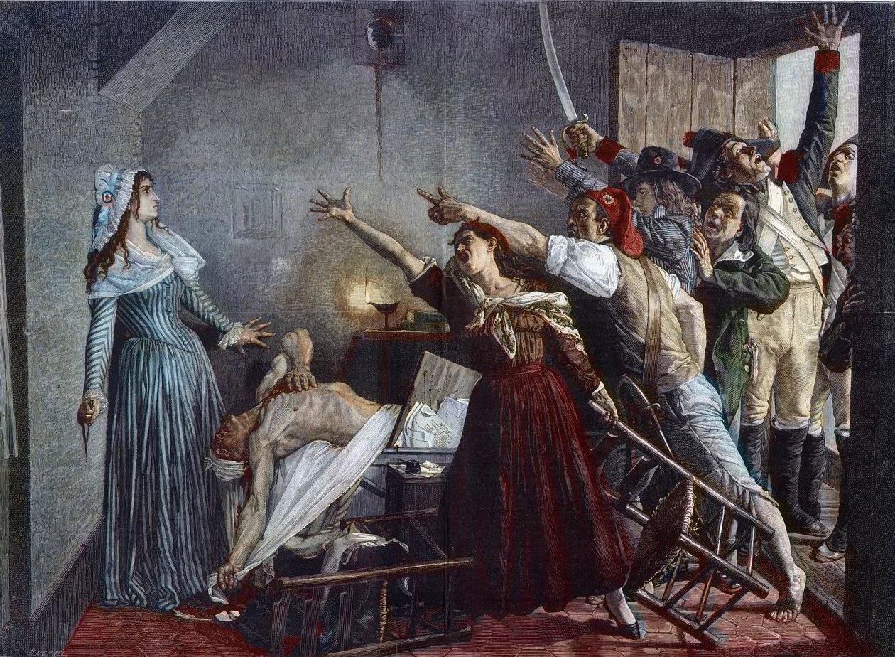 Mordet på Jean Paul Marat (Jean-Paul) 1743-93 fransk revolutionær politiker af Jean Joseph Weerts