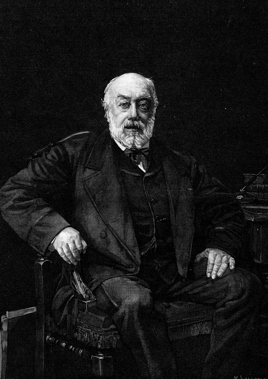 Portræt af Gustave Nadaud (1820-1893), fransk sanger. Stik efter maleri af Jean Joseph Weerts (1849-1927). I ""The Illustrous World"" nr. 1252 af 26. marts 1881. af Jean Joseph Weerts