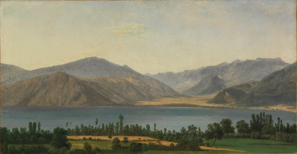 Fucino-søen og Abruzzi-bjergene af Jean Joseph Xavier Bidauld