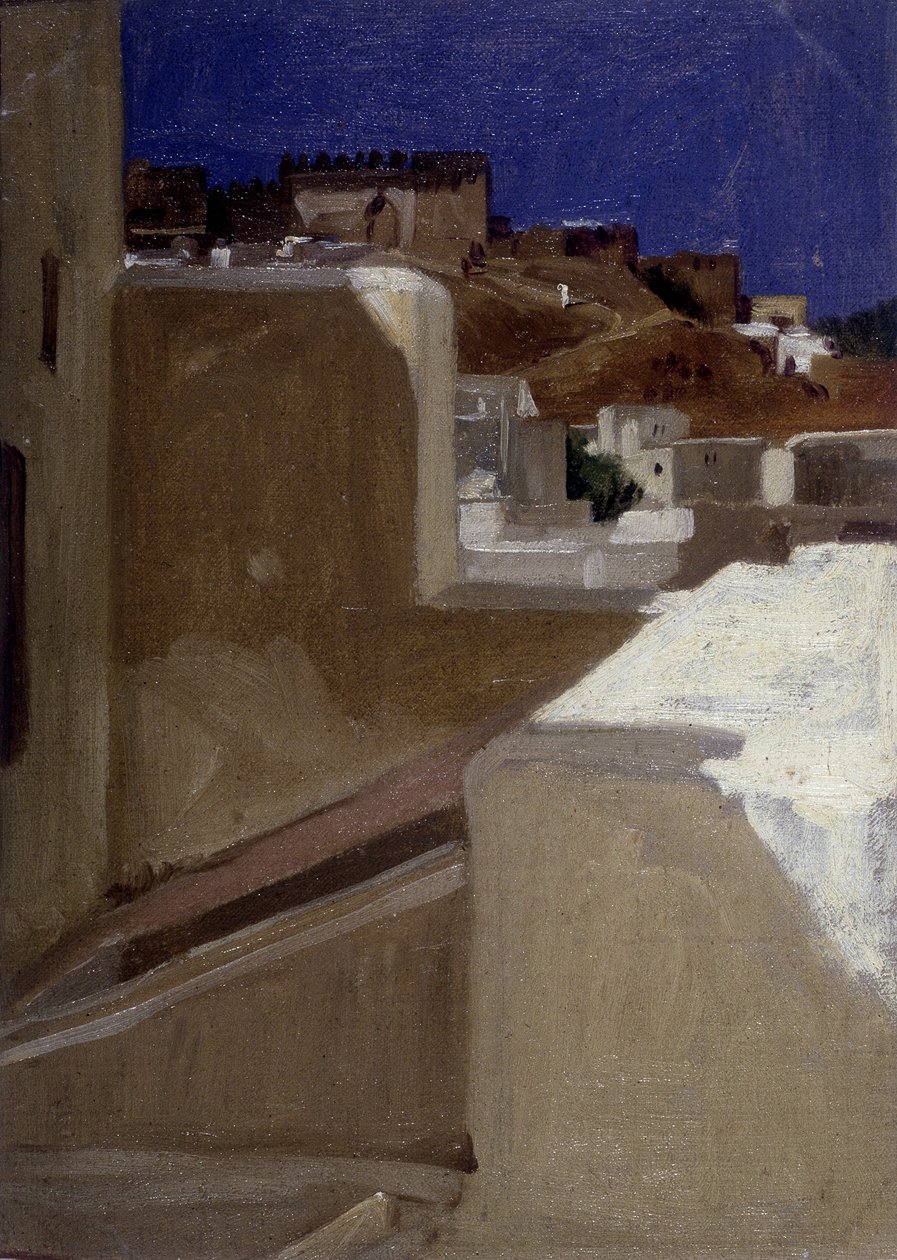 Udsigt over kasbahen (kasbah) fra min terrasse af Lecomte du Nouy (1842-1923), Tangier af Jean Jules Antoine Lecomte du Nouy