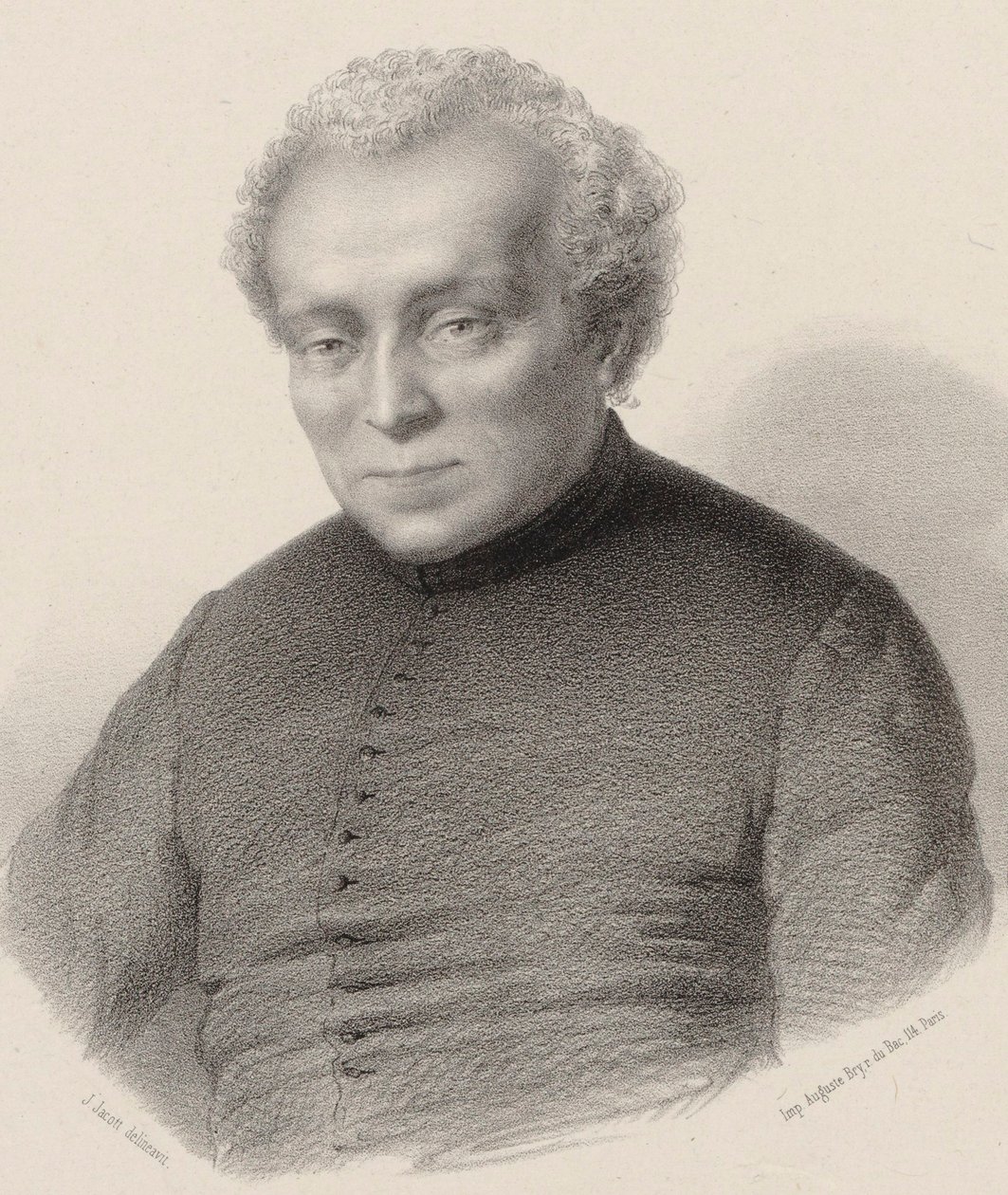 Portræt af komponisten Louis Lambillotte 1797-1855. af Jean Julien Jacott