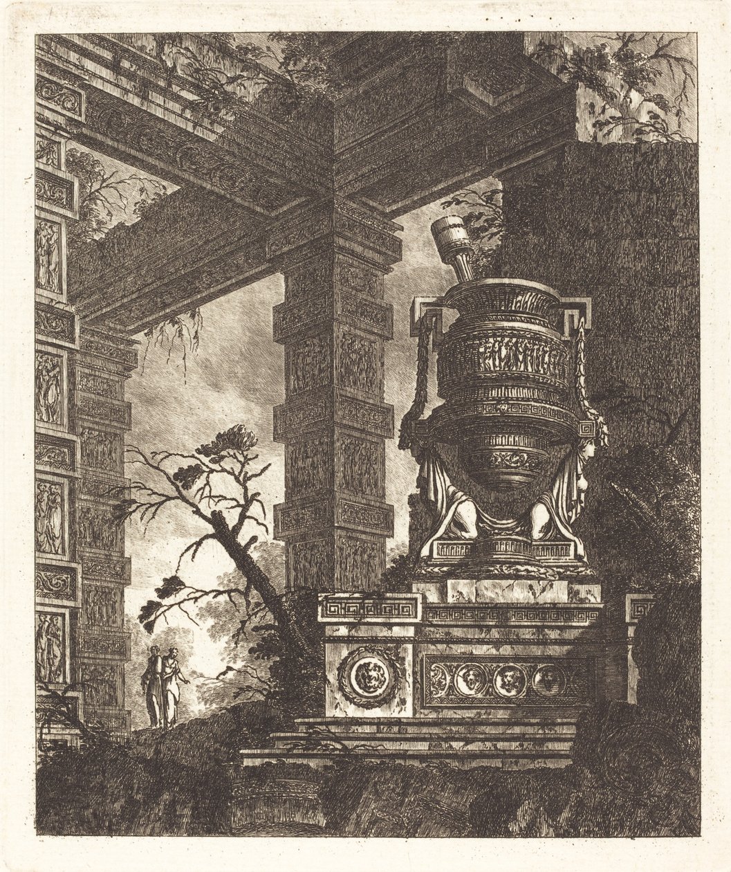 Vase understøttet af to sfinkser af Jean Laurent Legeay