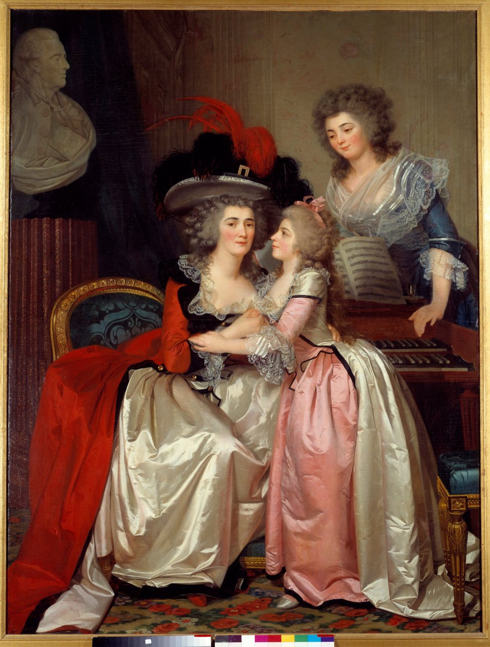 Familieportræt Familie af adelen, en mor, datter og næste. Maleri af Jean Laurent Mosnier (1743/4-1808) af Jean Laurent Mosnier