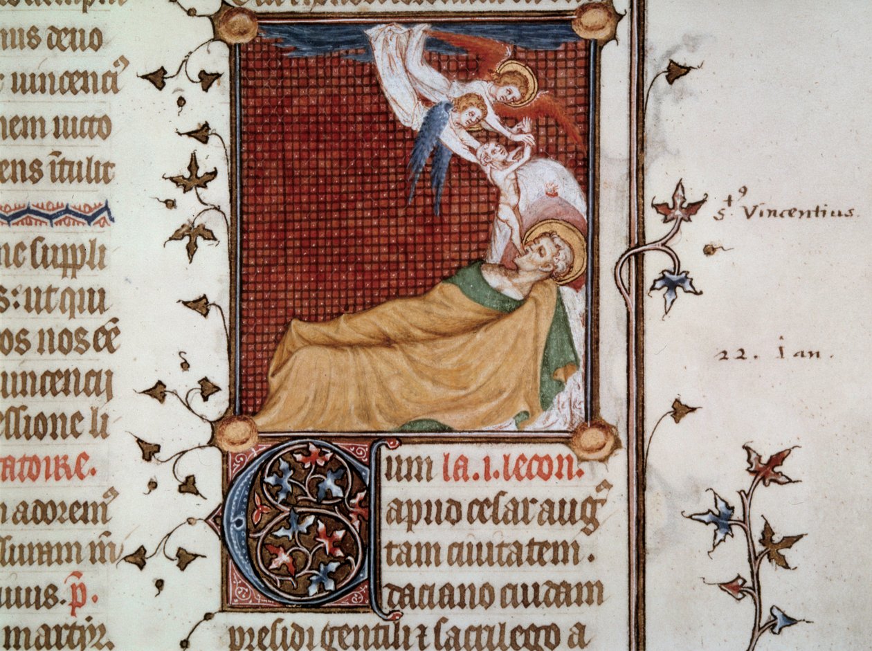 St. Vincents død af Zaragoza i 304 Miniature taget fra "Paris Breviarium" kendt som Charles V