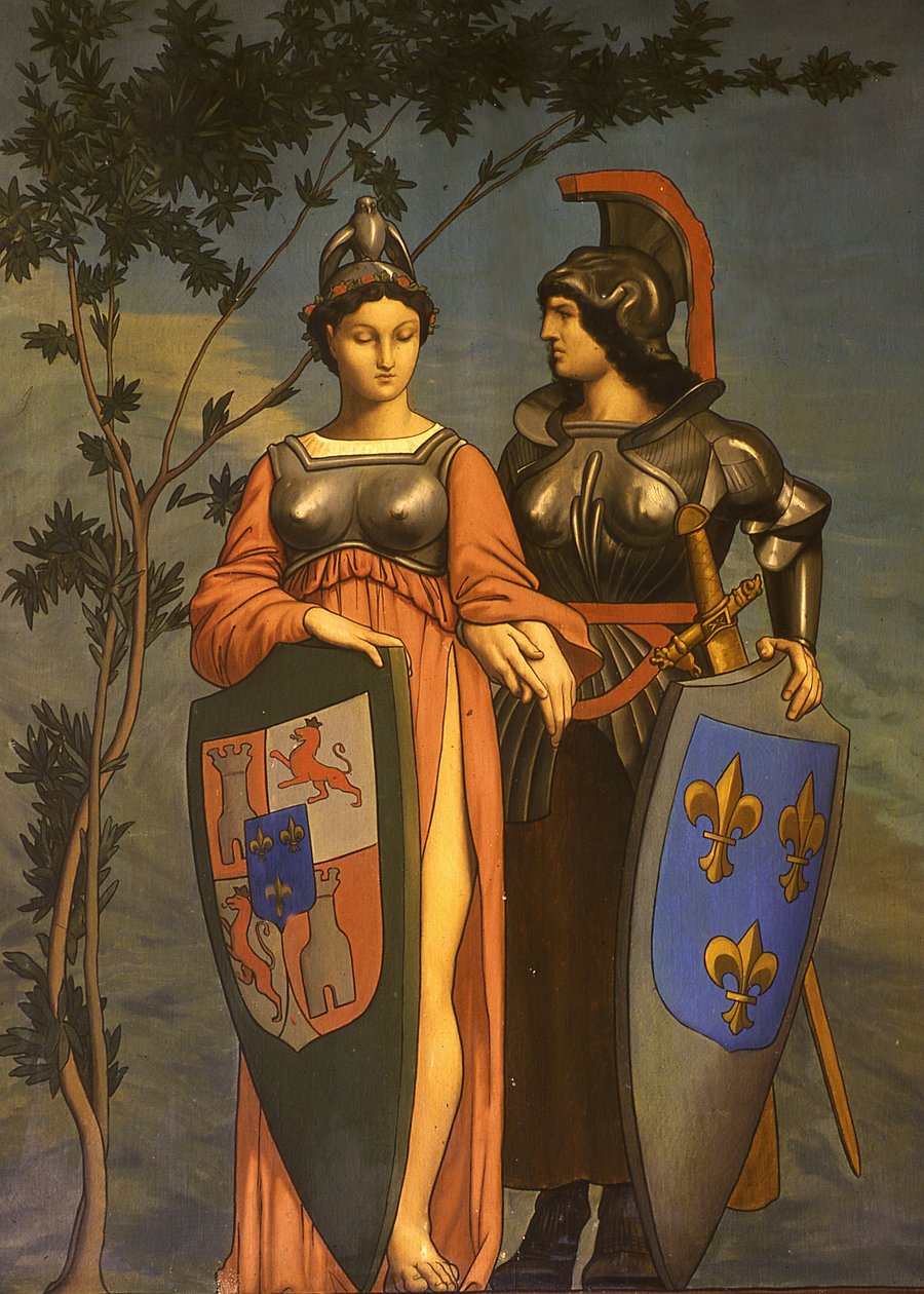 Allegori over Pyrenæernes Traktat i 1659 mellem Frankrig og Spanien (olie på lærred) af Jean Leon Gerome