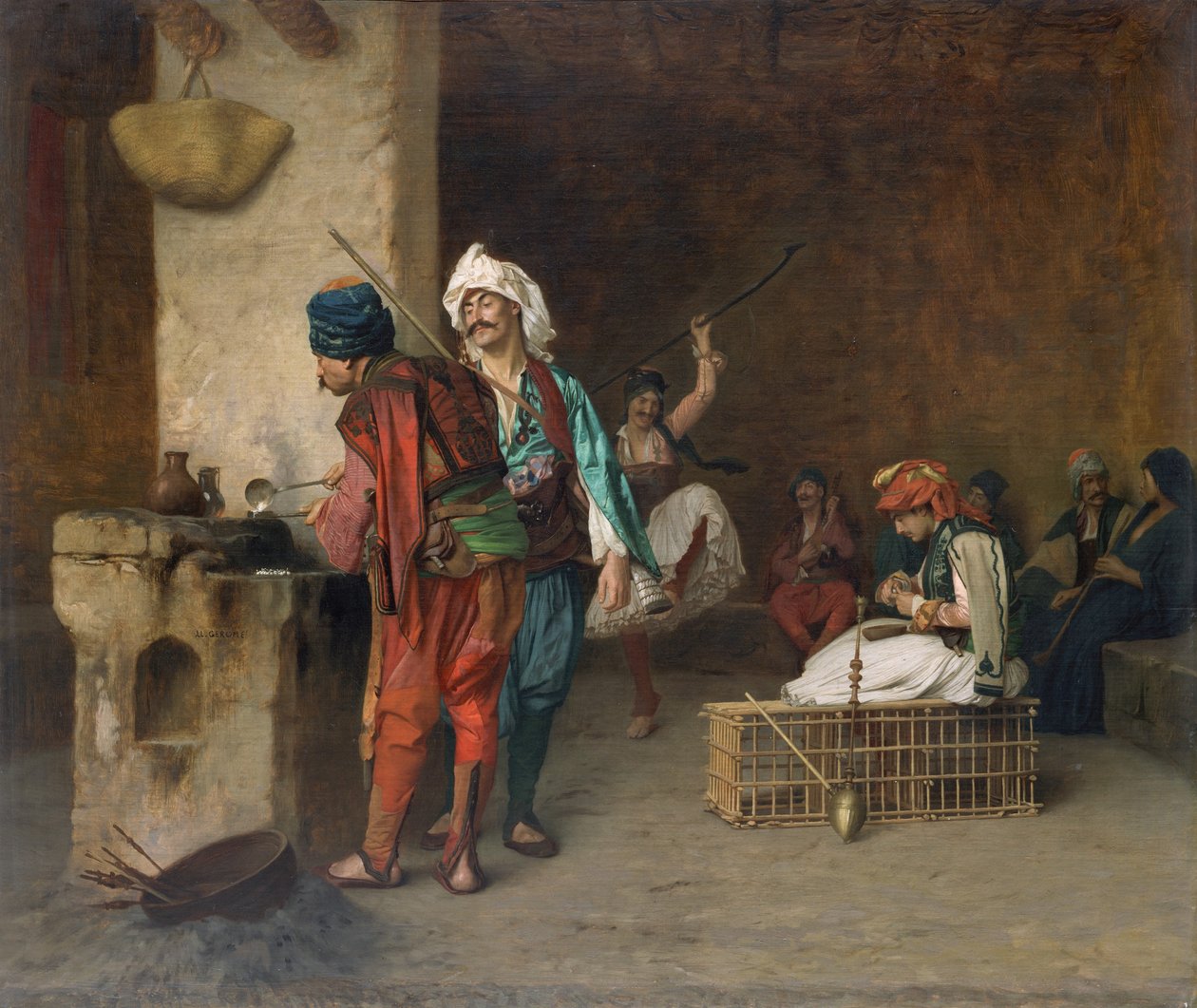 Cafe House, Cairo Casting Bullets, 1884 eller tidligere. af Jean Leon Gerome